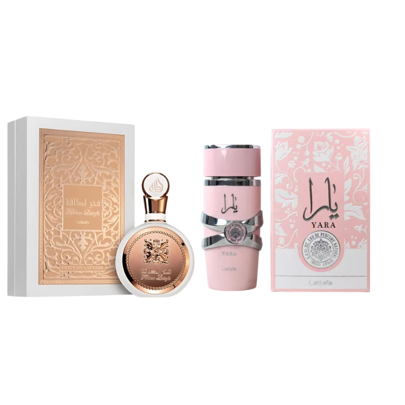 KIT Lattafa Fakhar Rose 100ml + Assad Yara  100ml - COMPRE 1 E LEVE OUTRO DE BRINDE!